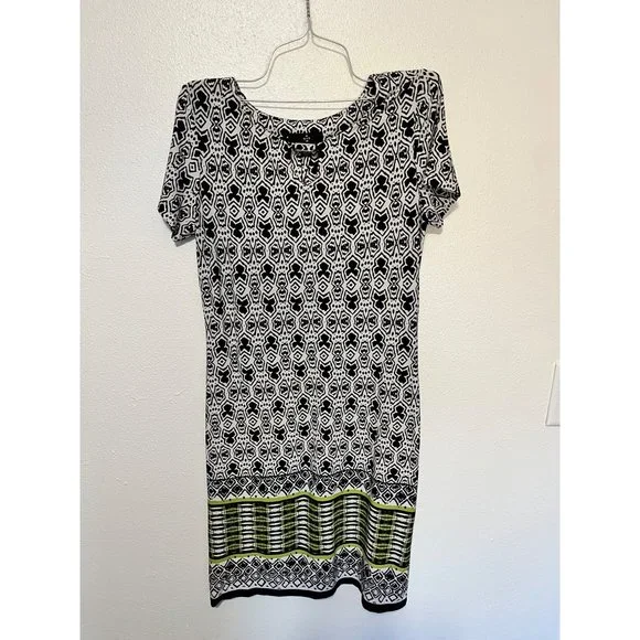 Ronni Nicole | Dresses | Ronni Nicole Dress Black White With Lime Green  Pattern On Bottom Womans Size 6 | Poshmark